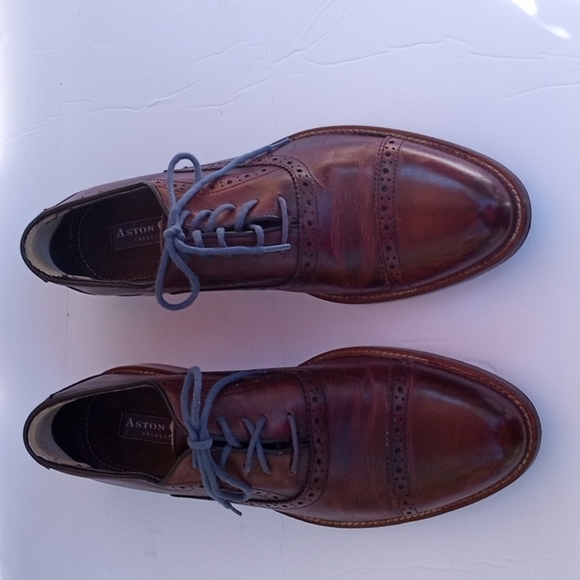 Aston Grey Men's leather Oxfords, 9.5,  Burgundy Brown, Pre-owned - Picture 2 of 14